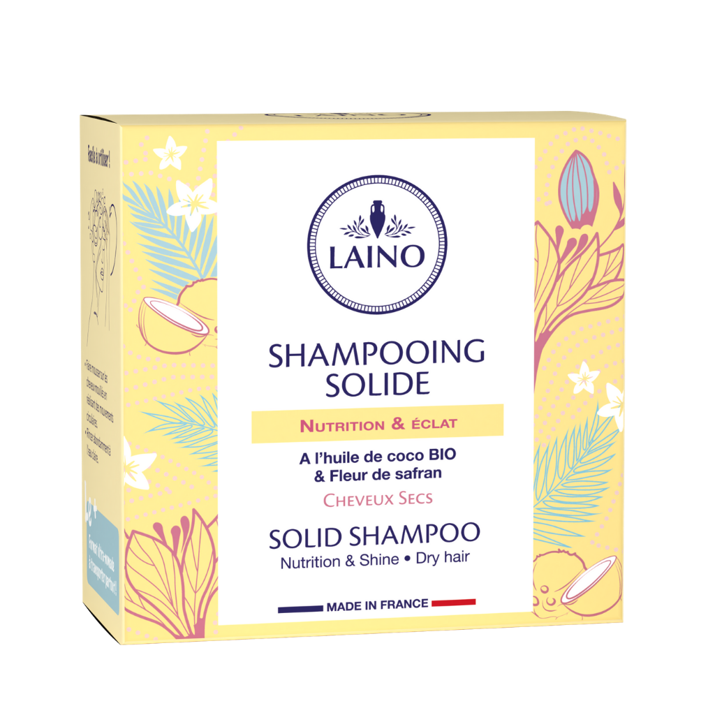 LAINO  Твердый шампунь для сухих волос Органическое Кокосовое масло и Шафран, 60 г
