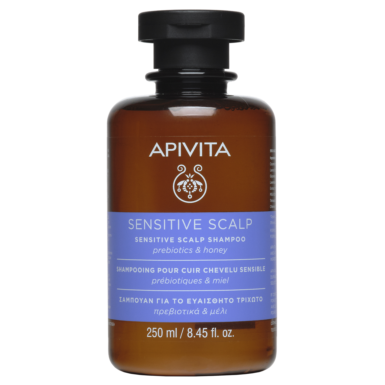 APIVITA Шампунь для чувствительной кожи головы с пребиотиками и медом, 250 мл