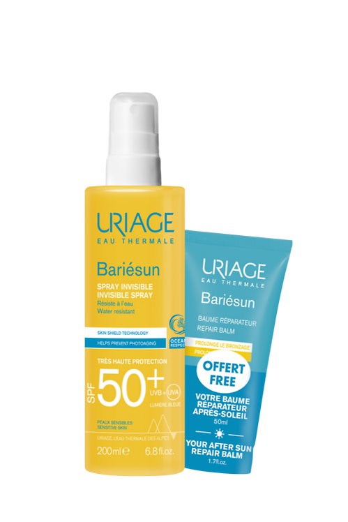 URIAGE БАРЬЕСАН НАБОР SPF 50 Невидимый спрей, 200 мл + Восстанавливающий бальзам после солнца, 50 мл