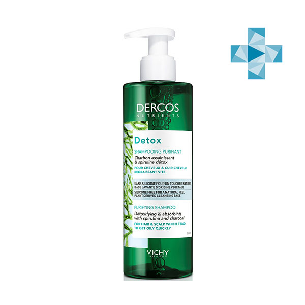 VICHY ДЕРКОС NUTRIENTS DETOX Глубоко очищающий шампунь для волос, нуждающихся в частом мытье, 250 мл