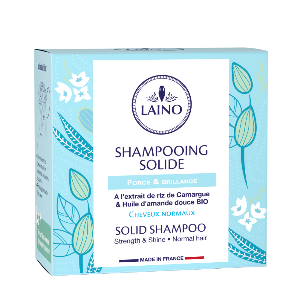 LAINO  Твердый шампунь для нормальных волос Органические экстракт Красного риса Камарг и Миндальное масло, 60 г
