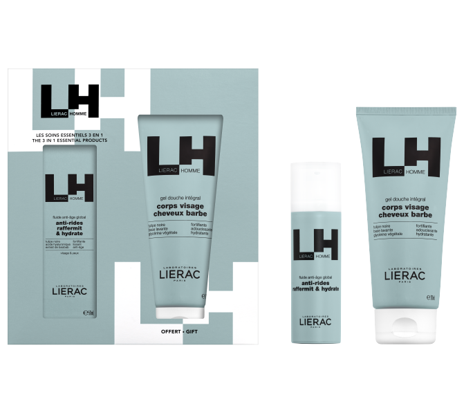 LIERAC HOMME Мужской подарочный набор Крем-флюид антивозрастной для мужчин, 50 мл + Гель для душа 200 мл