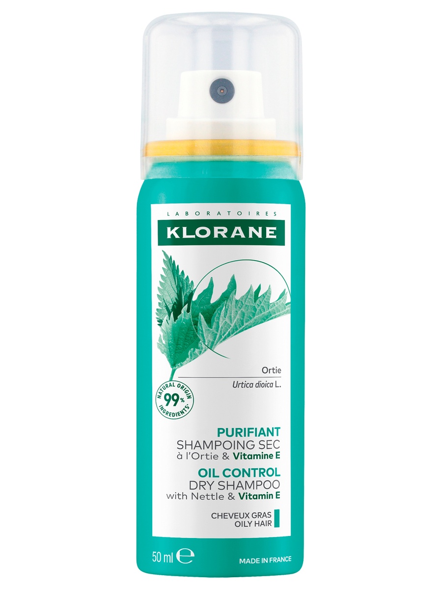 KLORANE Сухой шампунь с крапивой и витамином Е для жирных воло, 50 мл