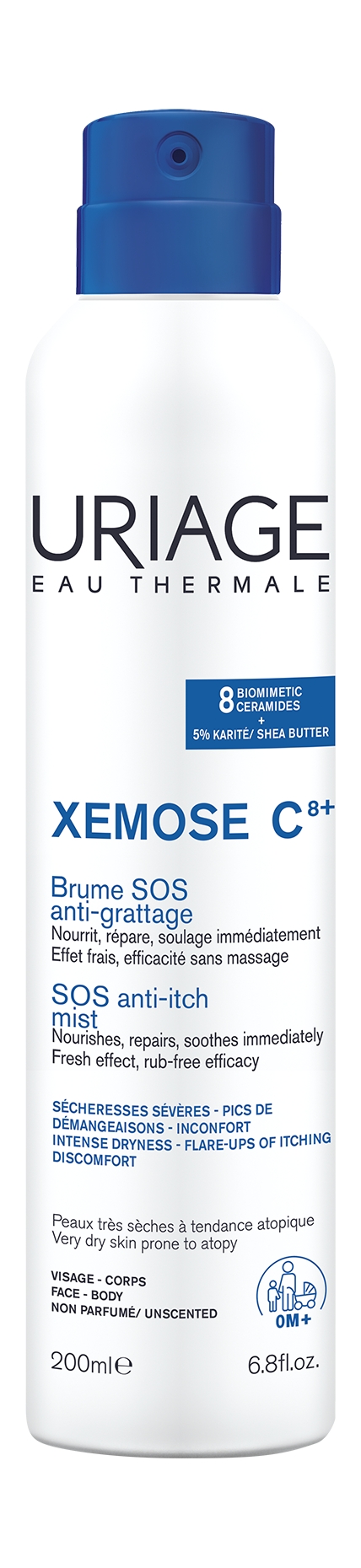 URIAGE КСЕМОЗ С8+ Успокаивающий SOS-спрей с церамидами, 200 мл