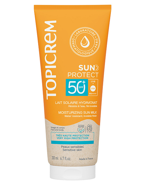 TOPICREM SUN PROTECT Увлажняющее солнцезащитное молочко SPF50+, 200 мл