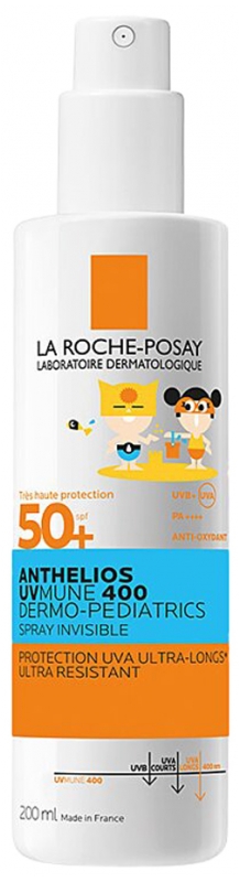 LA ROCHE-POSAY АНТГЕЛИОС DERMO-pediatrics Детский солнцезащитный спрей для лица и тела SPF 50+/PPD36, 200 мл