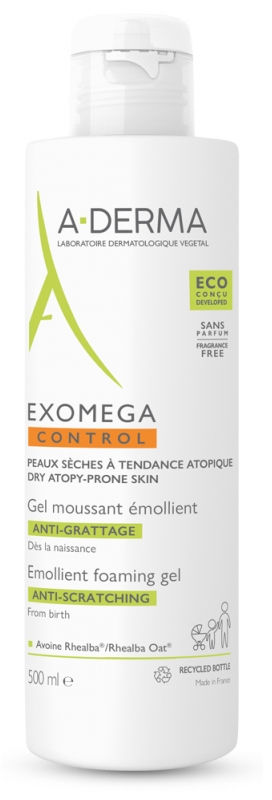 A-Derma EXOMEGA CONTROL Смягчающий пенящийся гель для сухой кожи, 500 мл